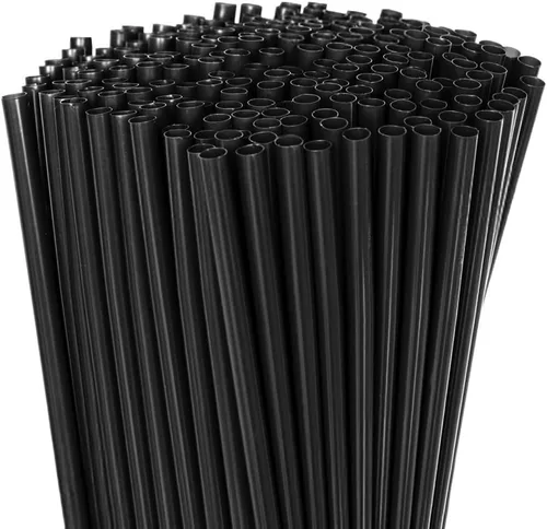 Vista 11 de 250 popotes desechables de plástico para beber, 10 x 0.28 pulgadas de largo, pajitas rectas de polipropileno resistentes sin BPA de grado