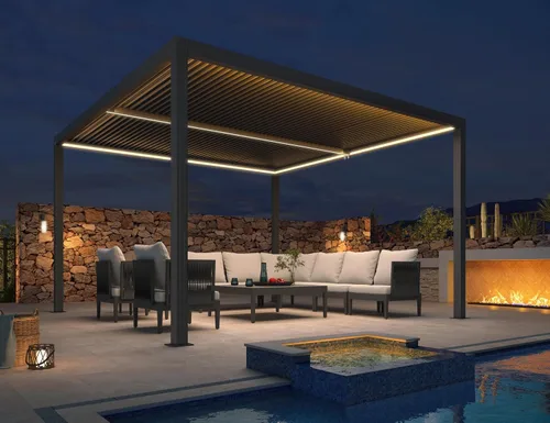 Vista 15 de PURPLE LEAF 94AS - Pérgola pequeña de aluminio compacto de 10 x 12 pies con techo rígido con listones ajustables para patio, cubierta de terraza