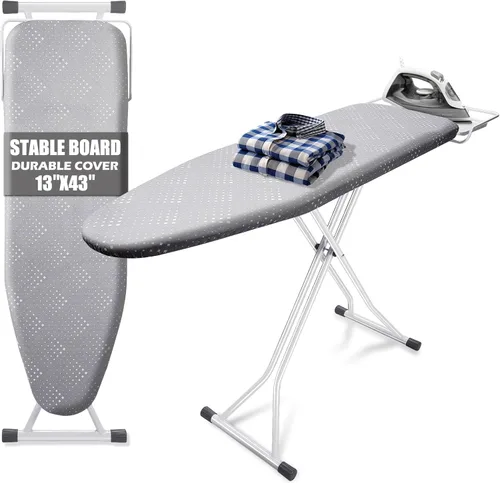 Vista 17 de SheeChung Tabla de Planchar Pequeña de Mesa 32" L x 12" A, Tabla de Planchar Plegable con Descanso para Plancha, Base de Metal de Malla, Funda