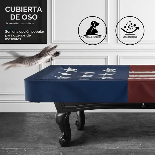 Vista 3 de Cubierta para Mesa de Billar BEARCOVER, Accesorios de Mesa de Billar de Piel Sintética Resistente Impermeable para Interior/Exterior, Accesorios