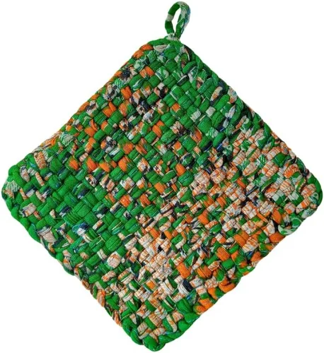 Vista 4 de Agarraderas acolchadas de algodón, reversibles, resistentes al calor, almohadillas calientes, decoración de cocina de retazos, juego de 2