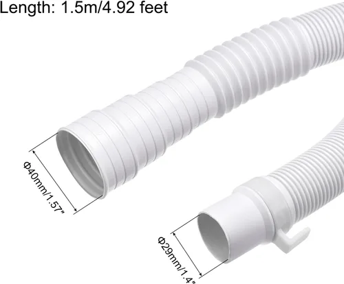 Vista 2 de PATIKIL Manguera de drenaje para lavadora, kit de extensión universal de manguera de drenaje de 4.92 pies, color blanco para lavadora con abrazadera