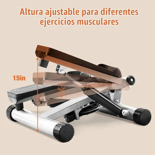 Vista 9 de Sweetcrispy Mini Steppers de Escalón con Bandas de Resistencia para Ejercicio en Casa, Máquina Stepper de Ejercicio de Giro Portátil para Sliver Pro