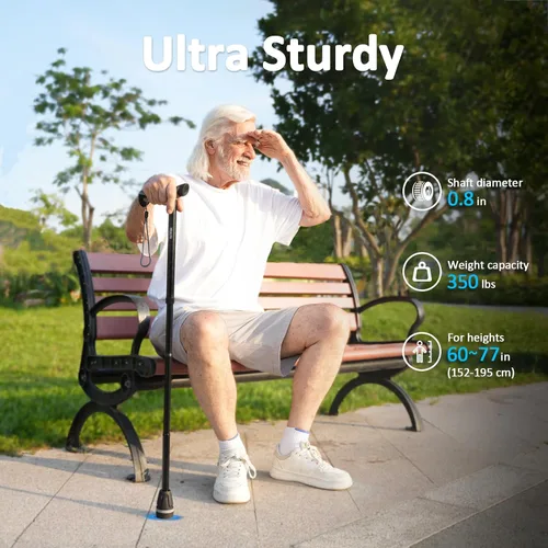 Vista 3 de Walking Cane for Men & Women, Foldable Cane with Shock Absorption - Adjustable, Lightweight Collapsible Walking Stick for Seniors & Adults, Comfort