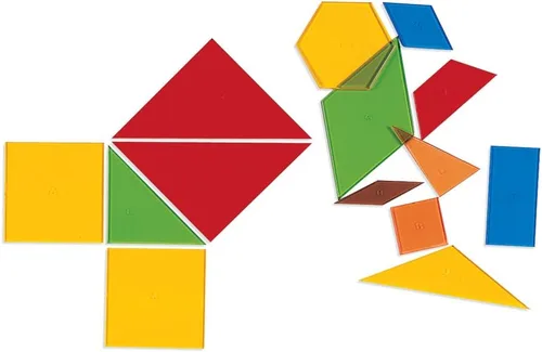 Vista 2 de Learning Resources Polígonos de poder, habilidades de geometría temprana, formas de polígonos, superposición de fracciones, 450 piezas, a partir