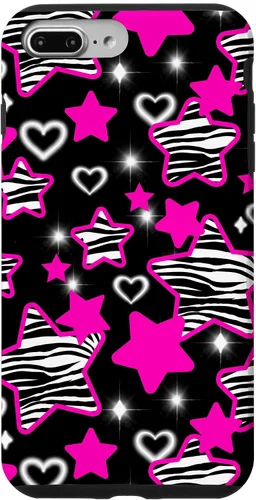 Vista 12 de Carcasa para iPhone 16 McBling Estética Zebra Print Stars Hearts Rosa Negro Y2K
