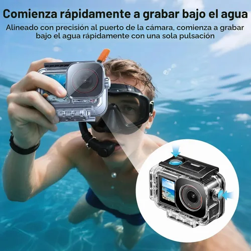 Vista 5 de REYGEAK Funda impermeable para DJI Osmo Action 5Pro/4/3,164FT/50M Kit de buceo de carcasa protectora subacuática, carcasa de buceo con interfaz