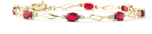 Vista 6 de Galaxy Gold GG Pulsera de tenis de oro amarillo macizo de 14 k Diamante rubí de 4.21 ct