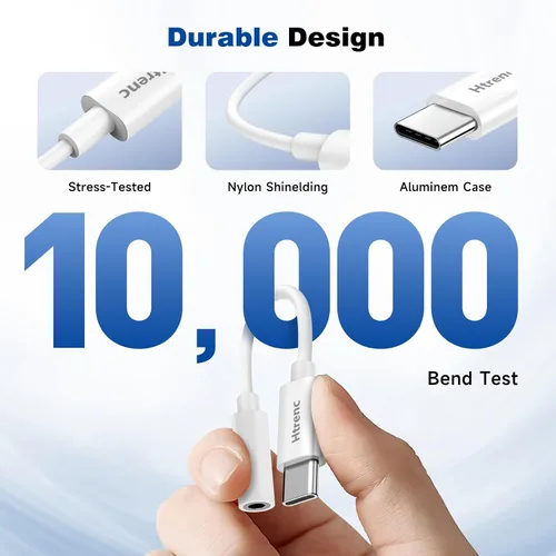 Vista 6 de Adaptador USB C a conector de auriculares de 0.138 in para iPhone 16/16 Pro/15/15 Pro/Pro Max/Plus, cable auxiliar tipo C compatible con iPad