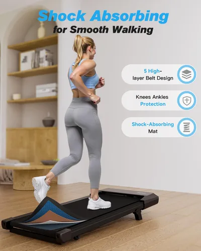 Vista 2 de SupeRun Walking Pad, Under Desk Treadmill, 3 in 1 Portable Treadmill with Remote Control LED Display, 2.5 HP Quiet Walking Jogging Machine for