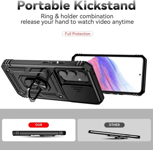 Vista 4 de Funda para Samsung Galaxy A54 5G, con protectores de pantalla y funda para cámara, [grado militar] 16 pies. Funda a prueba de caídas con función