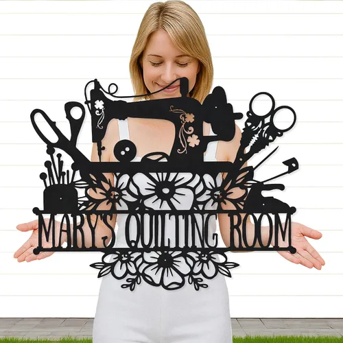 Vista 42 de Letrero de metal personalizado para máquina de coser, arte de pared personalizado para habitación, para mamá, abuela, nana, mimi, alcantarillas
