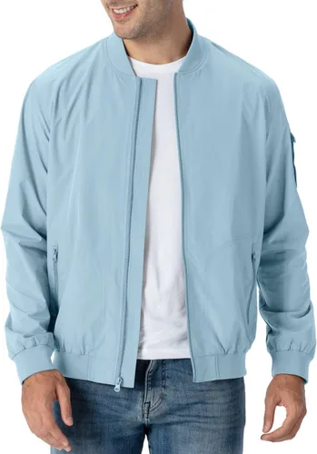 Vista 8 de Rdruko Chaqueta Bomber Ligera para Hombre Cazadora Cortavientos Casual Elegante a la Moda
