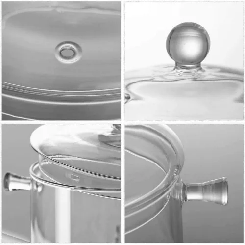 Vista 3 de Olla de vidrio de 1.6L/57Oz con tapa, olla de cocina para estufa con asa y tapa, olla transparente para sopa con tapa, para sopa, leche, comida