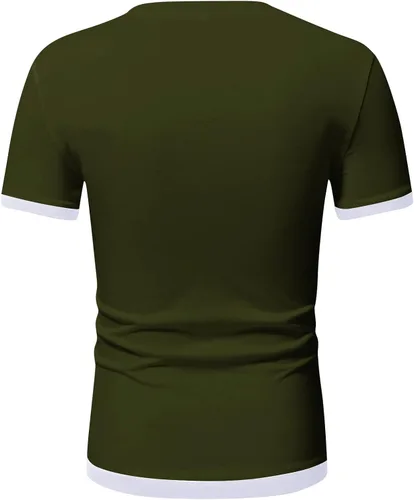 Vista 2 de Ymosrh Camisas para hombre, camisas casuales con estilo, camisetas atléticas de manga corta, camisetas deportivas, camisetas sin botones, camisetas