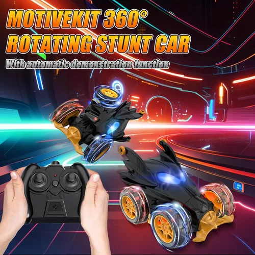 Vista 4 de Coche de Control Remoto para Niños - Gira 360° y Salta 4WD Coches RC de Acrobacias para Niños, Coche RC de 2.4GHz con Luces LED, Regalo de Navidad