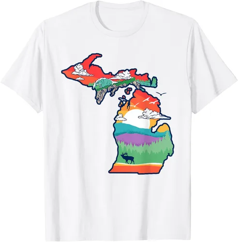 Vista 57 de Michigan Outside - Camiseta con ilustración artística