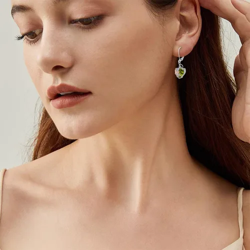 Vista 5 de Oskani Aretes colgantes para mujer, plata de ley 925 con diseño de mariposa infinita, corazón y piedra natal de julio, color rubí, regalos