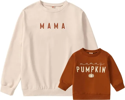 Vista 22 de Mommy and Me - Conjunto familiar de manga larga con cuello redondo y estampado de letras Rosado Rojo