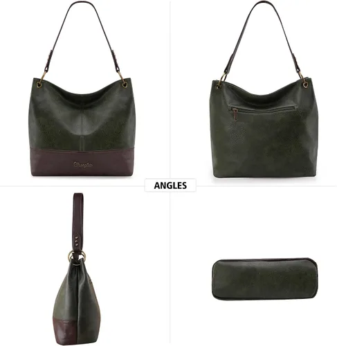 Vista 59 de Wrangler Hobo - Bolsas para mujer de cuero vegano con asa superior, bolsos de hombro y bolsos