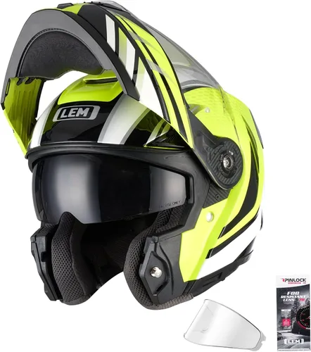 Vista 10 de LEM Cascos modulares de motocicleta de fibra de vidrio, casco de motocicleta de cara completa abatible para excursiones, certificado por DOT, visera