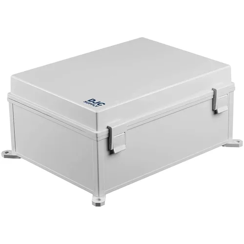 Vista 4 de Co. ABS 6.6" x 8.7" x 4.3" impermeable IP67 caja electrónica con bisagras con placa de montaje, soporte, cubierta de plástico y clips