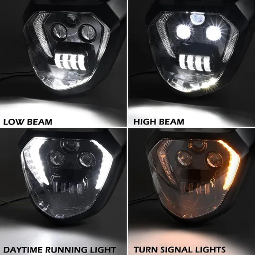 Vista 2 de Ensamble de faro LED VEISUTOR para Yamaha MT-07 FZ-07 14-17, faro delantero con haz alto y bajo DRL, luces de señal de giro para accesorios Yamaha