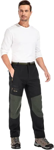 Vista 9 de Men's Snow Ski Hiking Pants Fleece Lined Softshell Windproof Winter Insulated Cargo Pants with Zipper Pockets