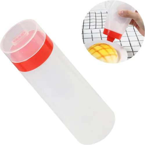 Vista 8 de AYNEFY Botellas de condimento de plástico de 10.1 fl oz, 4 agujeros, ketchup, mermelada, mayonesa, aceite de oliva, vinagre, cocina y manualidades