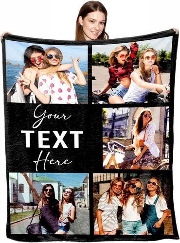 Vista 13 de MyPupSocks Manta de fotos personalizada para la familia, manta personalizada con 10 fotos y texto para mejores amigos, personaliza tus propias fotos