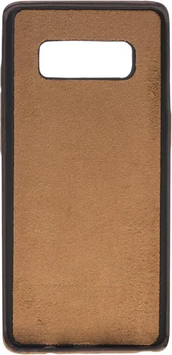 Vista 3 de HARDISTON Funda de piel auténtica hecha a mano para Samsung Galaxy Note 8, funda a presión con 2 ranuras para tarjetas de crédito, carga Marrón