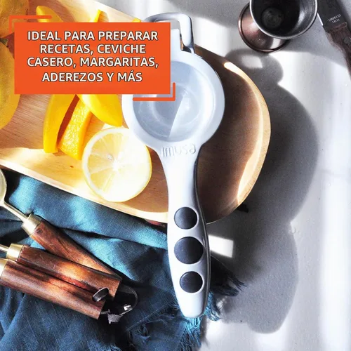 Vista 7 de Imusa Estados Unidos, limón gris/exprimidor de lima, talla única, plata (J100-00290) Diseño de EE. UU., acento gris, prensa manual de cítricos