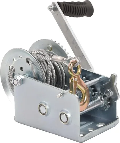 Vista 11 de Cabrestante de mano resistente para remolque de barco de capacidad de 800 libras con cable de acero de 33 pies, relación 3.2:1, correa de manivela
