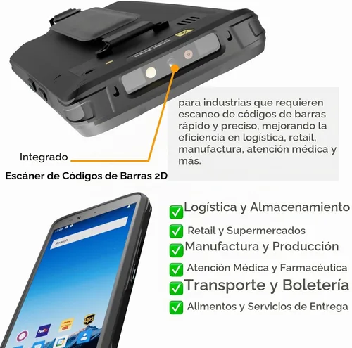 Vista 4 de Rayoungtek Robusto Android escáner de código de barras portátil computadora móvil 1D 2D QR Code NFC lector IP66 4G WiFi 6.0 "pantalla táctil