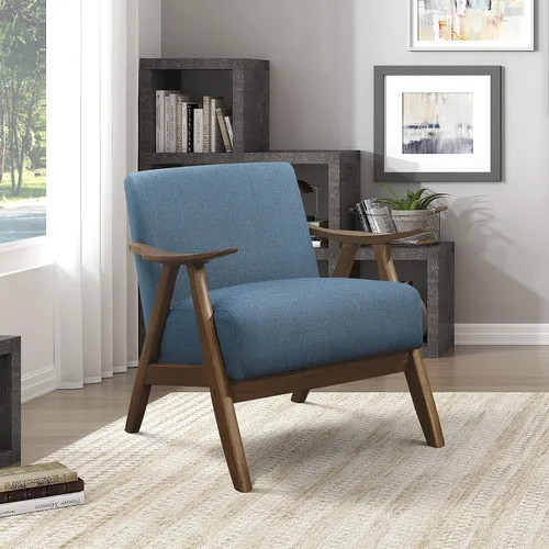 Vista 7 de Lexicon Silla de Acento Moderna de Mediados de Siglo con Marco de Madera Sólida en Acabado de Nogal, Sillón de Descanso con Brazos Tapizado