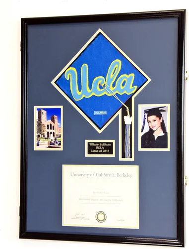 Vista 8 de Marco de diploma de graduación personalizado con borla, tapa de fotos grabado, vitrina para certificado de 11 x 8.5 pulgadas con colores Acabado