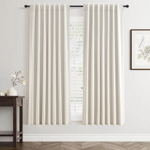 Vista 31 de Jowels - Cortinas opacas con pestaña trasera color beige cálido de 84 pulgadas de largo, 2 paneles para sala de estar y dormitorio, color beige
