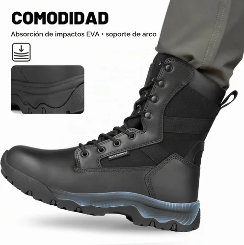 Vista 3 de FREE SOLDIER Men's Waterproof Side Zip Work 8" Tactical Boot Negro intenso