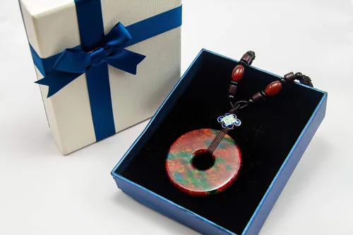 Vista 6 de Handmade Lucky Buckle Necklace, Seven Color Jade Natural Stone Pendant Necklace, Donut Shape Lucky Amulet, Gift for Women and Best Friend