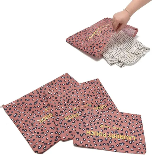 Vista 4 de Rojeam - Juego de 6 organizadores de equipaje de viaje talla única Grano de leopardo rojo