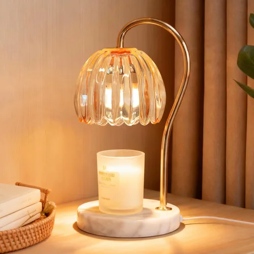 Vista 8 de Lámpara calentadora de velas TUOTGOYEZ con temporizador y regulador, lámpara calentadora de velas eléctrica con 2 bombillas para velas perfumadas