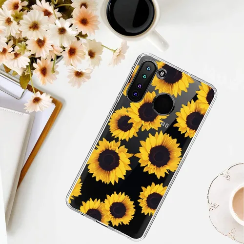 Vista 6 de Funda para Galaxy A21, Samsung A21 para niñas y mujeres, a prueba de golpes, transparente, suave, flexible, TPU delgada, funda protectora