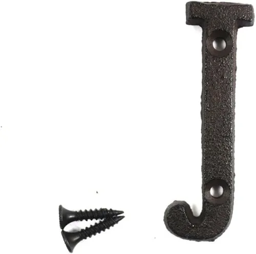 Vista 26 de Letras del abecedario de 3" en metal de hierro fundido decorativas, estilo clásico, para colgar letreros de pared, dirección, nombre, letrero