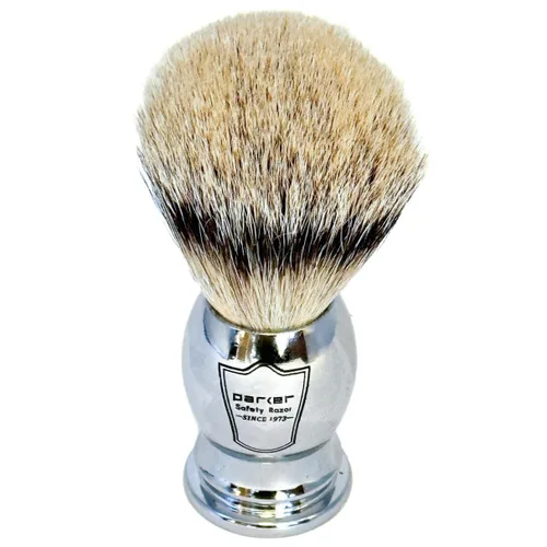 Vista 3 de Parker 3 SILVERTIP Brocha de afeitar tejón – Mango cromado
