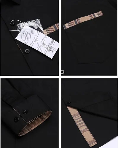 Vista 5 de COOFANDY Men's Long Sleeve Dress Shirt Plaid Collar Casual Button Down Shirts