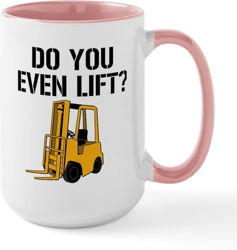 Vista 4 de CafePress Do You Even Lift Forklift - Taza grande de cerámica (15.0 fl oz)