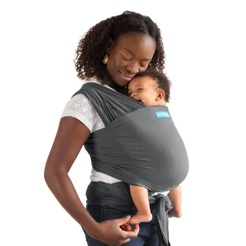 Vista 2 de Porta bebé Moby Baby Wrap para recién nacidos a niños pequeños (8-15kg), porta bebé en cabestrillo, diseño ultra ligero y manos libres, ajustable