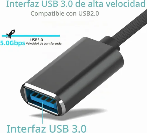 Vista 4 de HIEbee Mini USB OTG Cable para Cámaras Digitales - USB A Hembra a Mini USB B Adaptador Macho de 5 pines Cable Trenzado