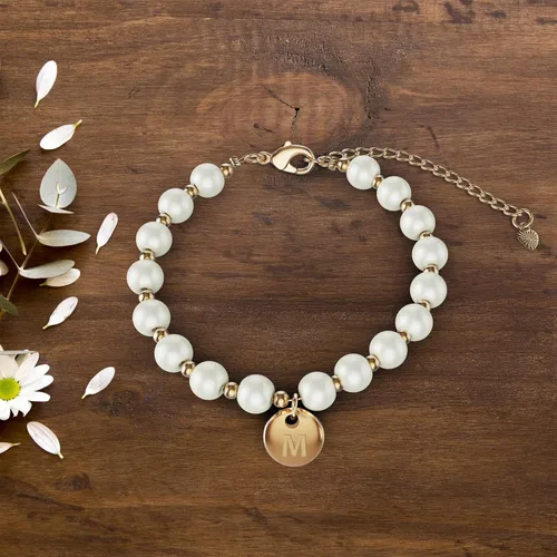 Vista 2 de Pulsera de propuesta de niña de flores, delicada pulsera dorada con dije inicial para niña, pulsera con nombre y letra, joyería para niñas, regalo