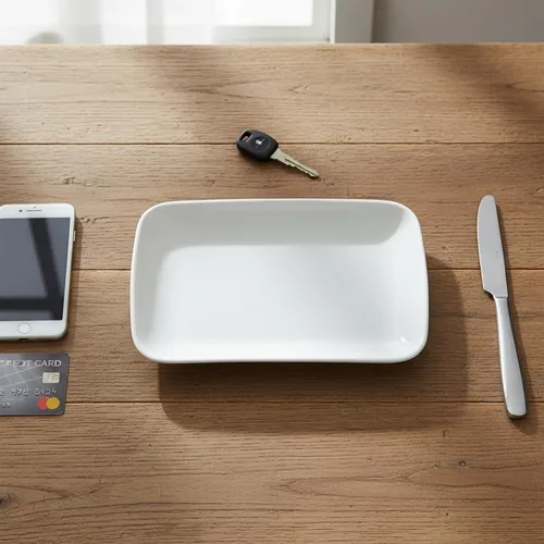 Vista 8 de Juego de 4 platos rectangulares de melamina, 7.5 pulgadas, pequeños platos de plástico blanco para servir, para cena, ensalada, fruta, aperitivo